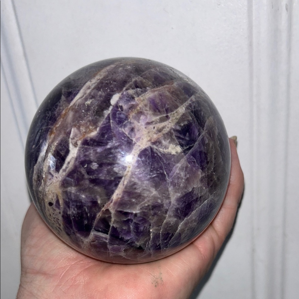 Large Amethyst Crystal Sphere - Purple Polished Home Accent